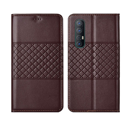 Leather Case Stands Flip Cover L06 Holder for Oppo Find X2 Neo Brown