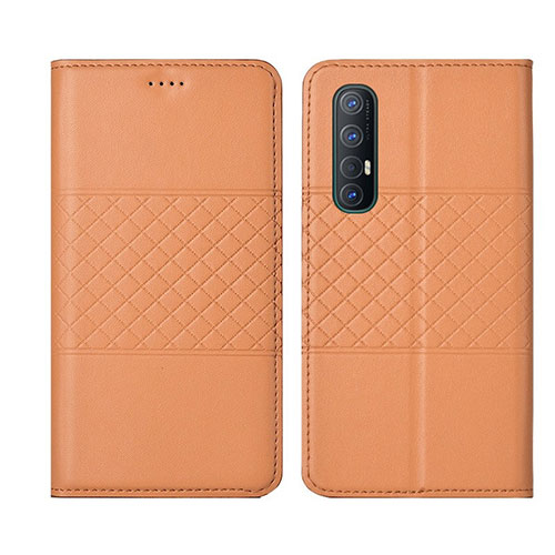 Leather Case Stands Flip Cover L06 Holder for Oppo Find X2 Neo Orange