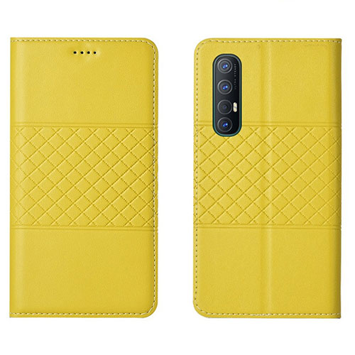 Leather Case Stands Flip Cover L06 Holder for Oppo Find X2 Neo Yellow