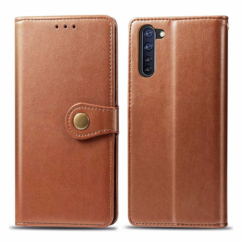 Leather Case Stands Flip Cover L06 Holder for Oppo Reno3 A Brown