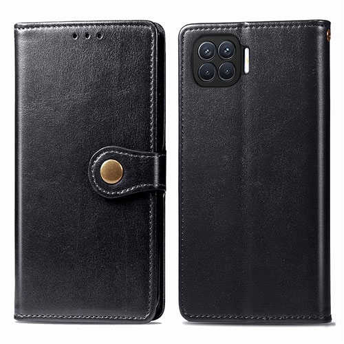 Leather Case Stands Flip Cover L06 Holder for Oppo Reno4 F Black