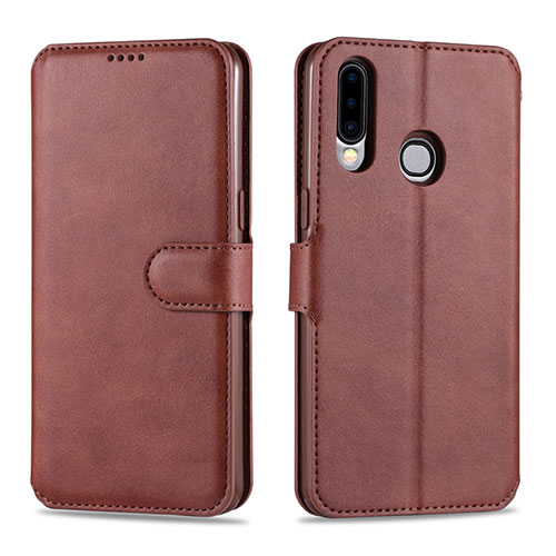 Leather Case Stands Flip Cover L06 Holder for Samsung Galaxy A20s Brown