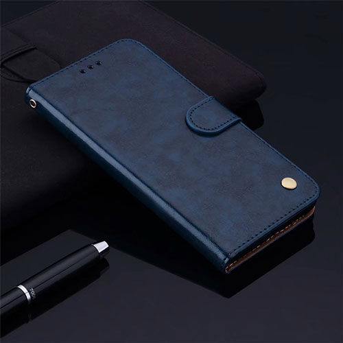 Leather Case Stands Flip Cover L06 Holder for Samsung Galaxy M21s Blue