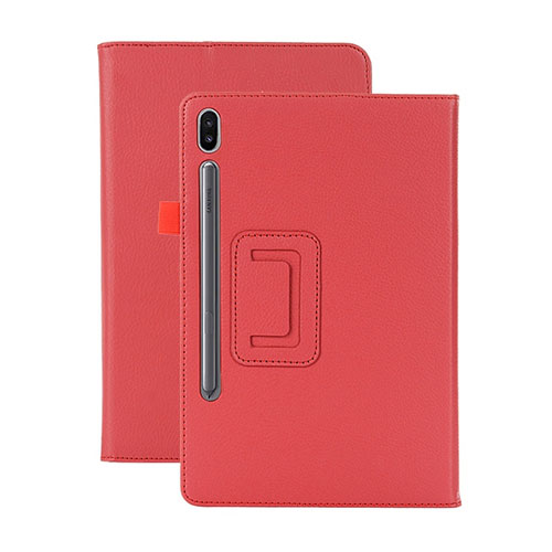 Leather Case Stands Flip Cover L06 Holder for Samsung Galaxy Tab S6 10.5 SM-T860 Red