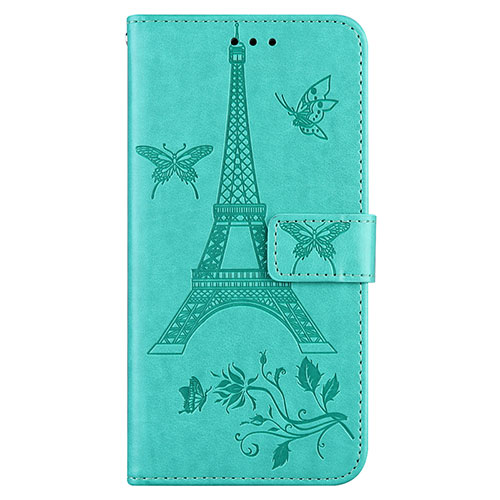 Leather Case Stands Flip Cover L06 Holder for Sony Xperia 8 Lite Cyan