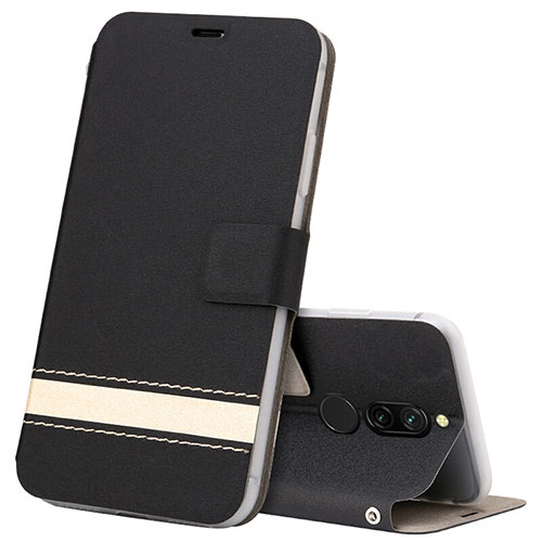 Leather Case Stands Flip Cover L06 Holder for Xiaomi Redmi 8 Black