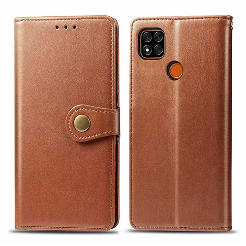 Leather Case Stands Flip Cover L06 Holder for Xiaomi Redmi 9C NFC Brown