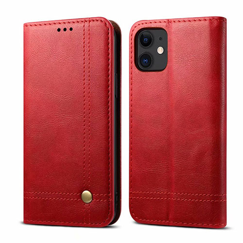 Leather Case Stands Flip Cover L07 Holder for Apple iPhone 12 Mini Red
