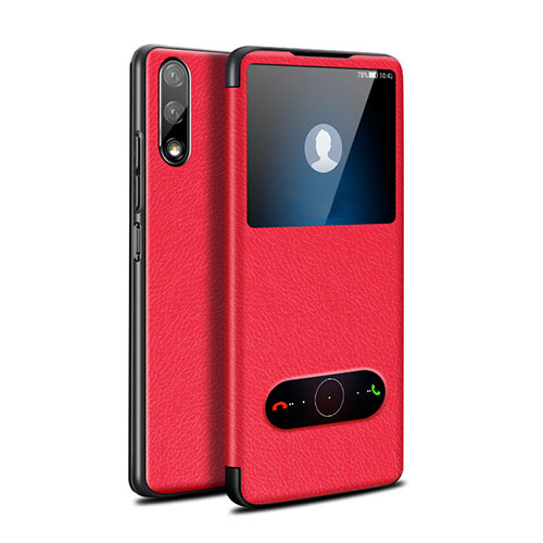 Leather Case Stands Flip Cover L07 Holder for Huawei Honor 9X Red