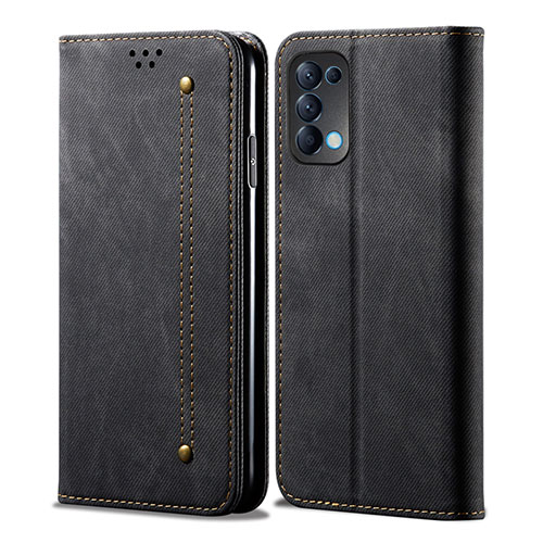 Leather Case Stands Flip Cover L07 Holder for Oppo Reno5 5G Black