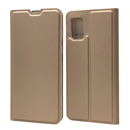 Leather Case Stands Flip Cover L07 Holder for Samsung Galaxy A71 5G Gold