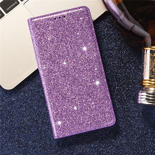 Leather Case Stands Flip Cover L07 Holder for Samsung Galaxy S20 Ultra 5G Purple