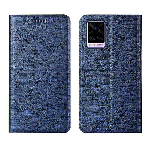 Leather Case Stands Flip Cover L07 Holder for Vivo V20 Pro 5G Blue