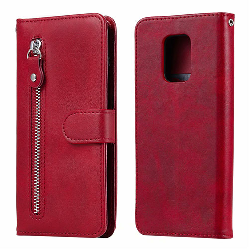 Leather Case Stands Flip Cover L07 Holder for Xiaomi Redmi Note 9 Pro Max Red