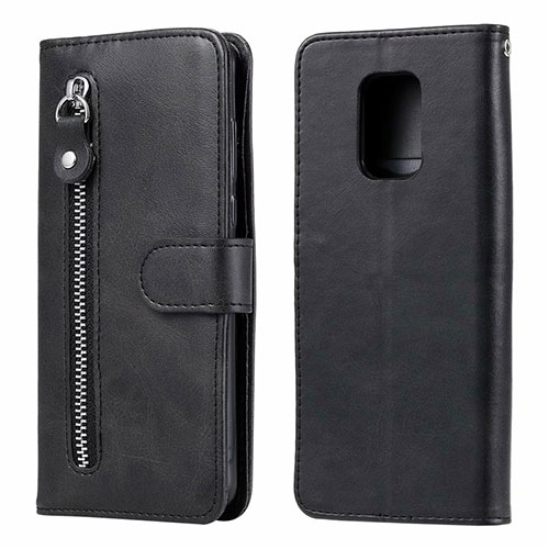 Leather Case Stands Flip Cover L07 Holder for Xiaomi Redmi Note 9S Black