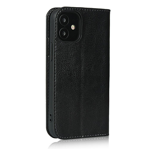 Leather Case Stands Flip Cover L08 Holder for Apple iPhone 12 Black
