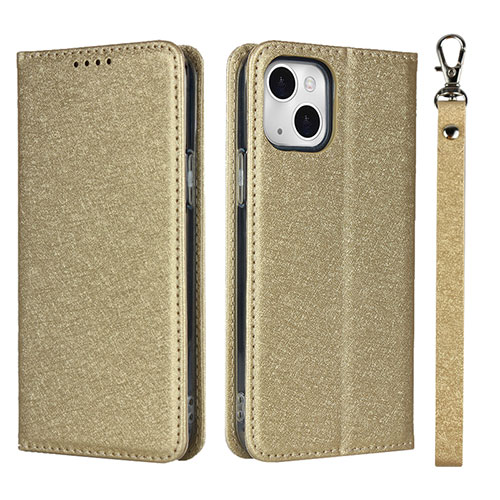 Leather Case Stands Flip Cover L08 Holder for Apple iPhone 13 Gold