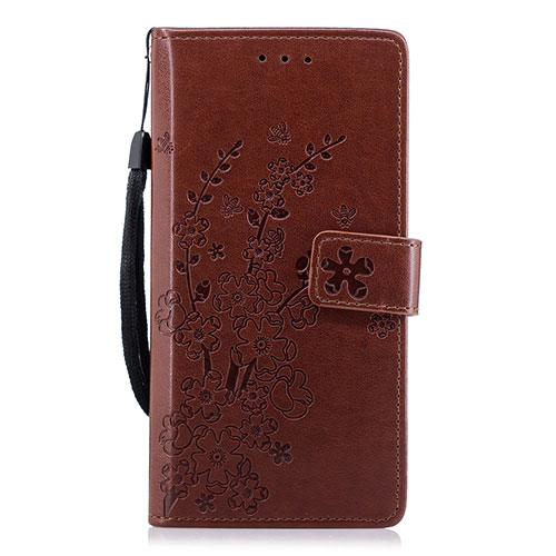 Leather Case Stands Flip Cover L08 Holder for Huawei P20 Brown