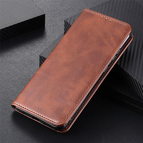 Leather Case Stands Flip Cover L08 Holder for Motorola Moto Edge Brown