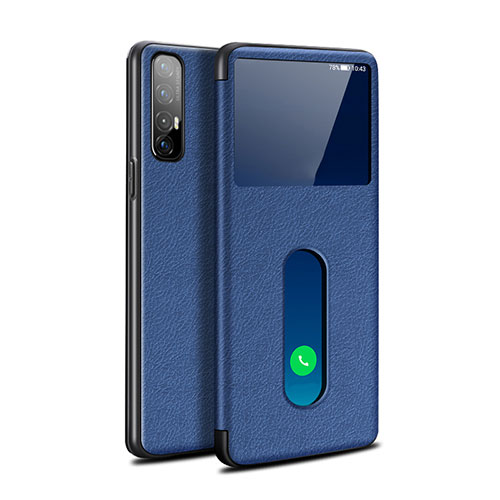 Leather Case Stands Flip Cover L08 Holder for Oppo Find X2 Neo Blue