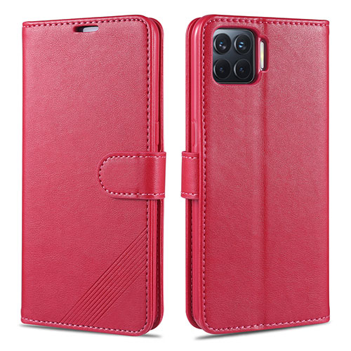 Leather Case Stands Flip Cover L08 Holder for Oppo Reno4 Lite Red