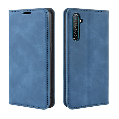 Leather Case Stands Flip Cover L08 Holder for Realme XT Blue