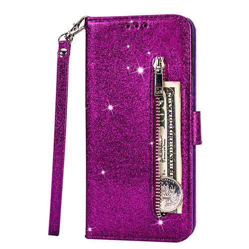 Leather Case Stands Flip Cover L08 Holder for Samsung Galaxy S20 Ultra 5G Purple