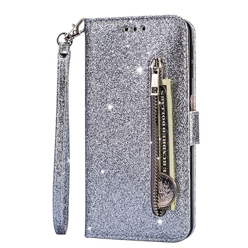 Leather Case Stands Flip Cover L08 Holder for Samsung Galaxy S20 Ultra 5G Silver