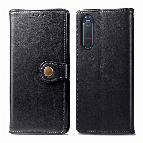 Leather Case Stands Flip Cover L08 Holder for Sony Xperia 5 II Black