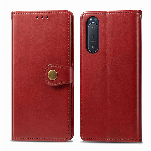 Leather Case Stands Flip Cover L08 Holder for Sony Xperia 5 II Red