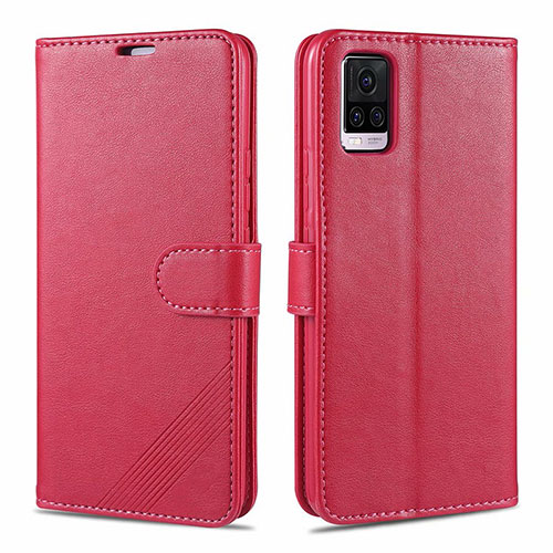 Leather Case Stands Flip Cover L08 Holder for Vivo V20 Pro 5G Red