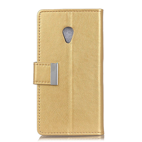 Leather Case Stands Flip Cover L09 Holder for Alcatel 1X (2019) Gold