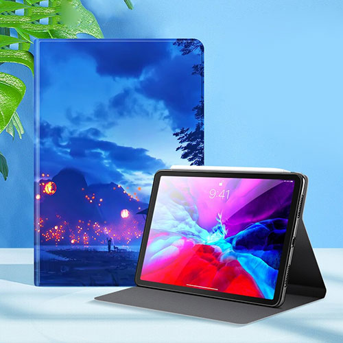 Leather Case Stands Flip Cover L09 Holder for Apple iPad Pro 12.9 (2020) Blue