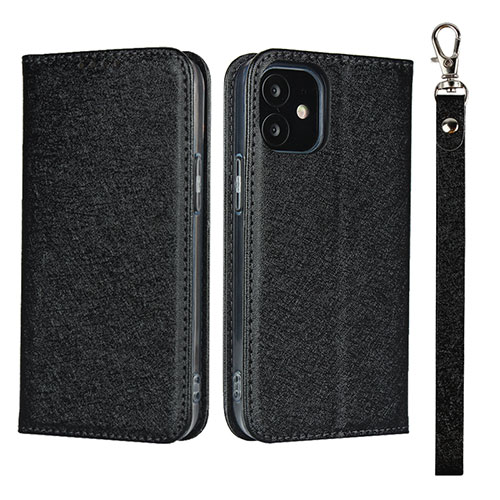 Leather Case Stands Flip Cover L09 Holder for Apple iPhone 12 Black