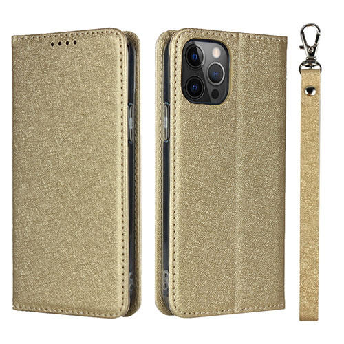 Leather Case Stands Flip Cover L09 Holder for Apple iPhone 12 Pro Max Gold