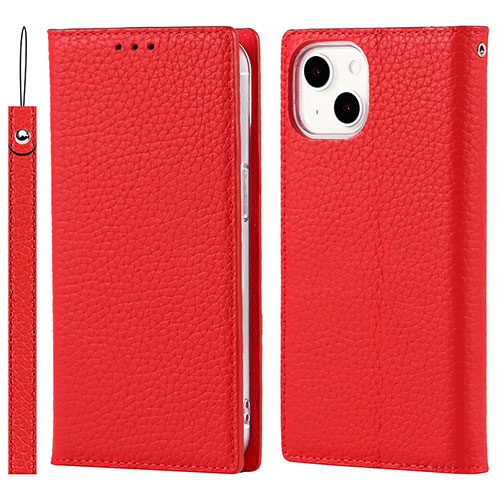 Leather Case Stands Flip Cover L09 Holder for Apple iPhone 13 Red