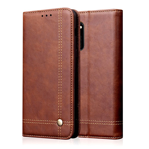 Leather Case Stands Flip Cover L09 Holder for Huawei Honor 30 Brown