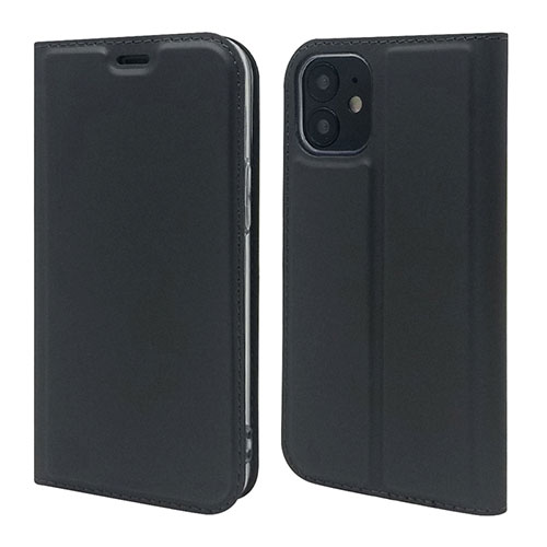 Leather Case Stands Flip Cover L10 Holder for Apple iPhone 12 Mini Black