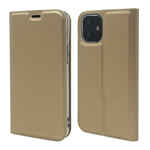 Leather Case Stands Flip Cover L10 Holder for Apple iPhone 12 Mini Gold