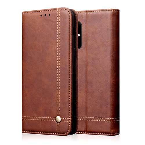 Leather Case Stands Flip Cover L10 Holder for Samsung Galaxy A51 5G Brown