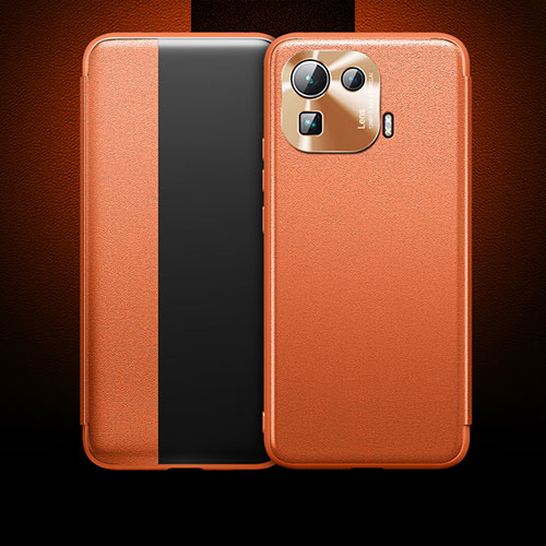 Leather Case Stands Flip Cover L10 Holder for Xiaomi Mi 11 Pro 5G Orange