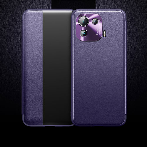 Leather Case Stands Flip Cover L10 Holder for Xiaomi Mi 11 Pro 5G Purple