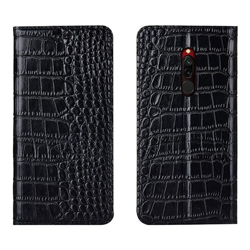 Leather Case Stands Flip Cover L10 Holder for Xiaomi Redmi 8 Black