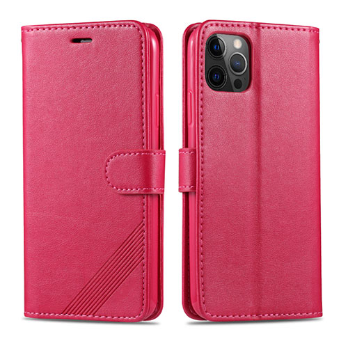 Leather Case Stands Flip Cover L11 Holder for Apple iPhone 12 Pro Hot Pink