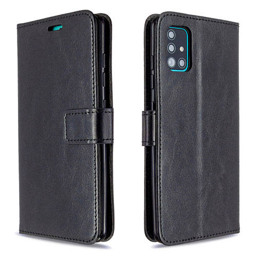 Leather Case Stands Flip Cover L11 Holder for Samsung Galaxy A51 5G Black