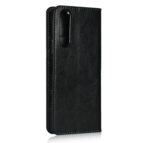 Leather Case Stands Flip Cover L11 Holder for Sony Xperia 5 II Black