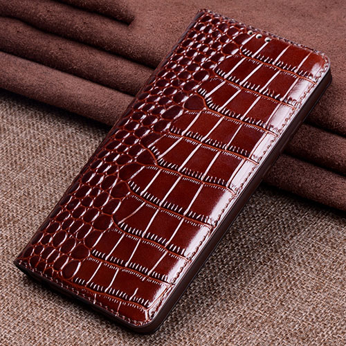 Leather Case Stands Flip Cover L11 Holder for Xiaomi Mi 10 Brown