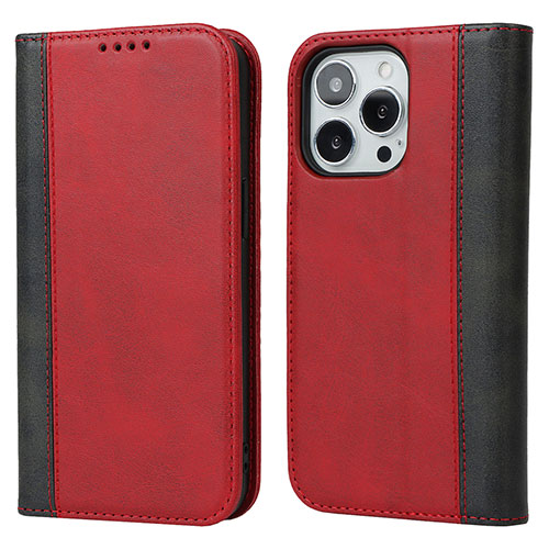 Leather Case Stands Flip Cover L12 Holder for Apple iPhone 13 Pro Red