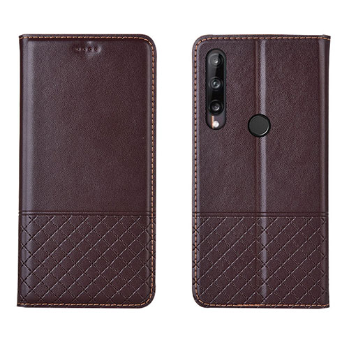 Leather Case Stands Flip Cover L12 Holder for Huawei Y7p Brown