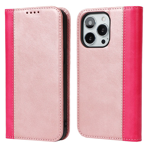 Leather Case Stands Flip Cover L13 Holder for Apple iPhone 13 Pro Rose Gold